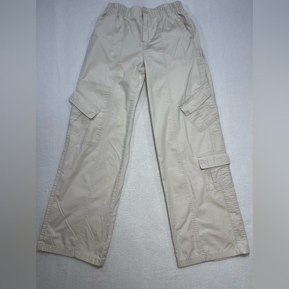 Forever 21 Beige Cargo Pants Wide Leg High Rise Utility Pants Size S